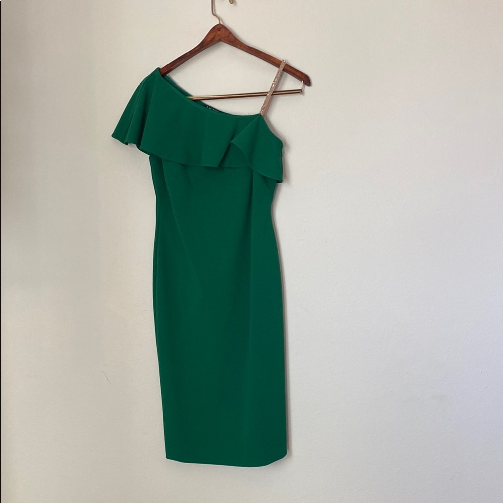 Lauren Ralph Lauren Green Off-Shoulder Dress
